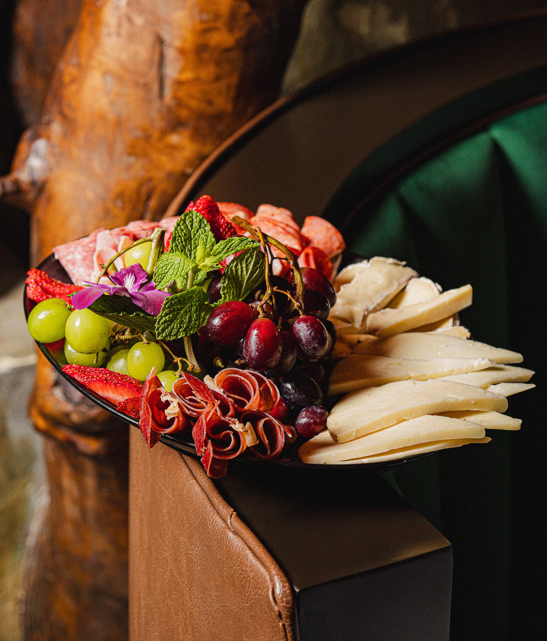 Close-up of gourmet breakfast plate with fresh herbs and delicate presentation