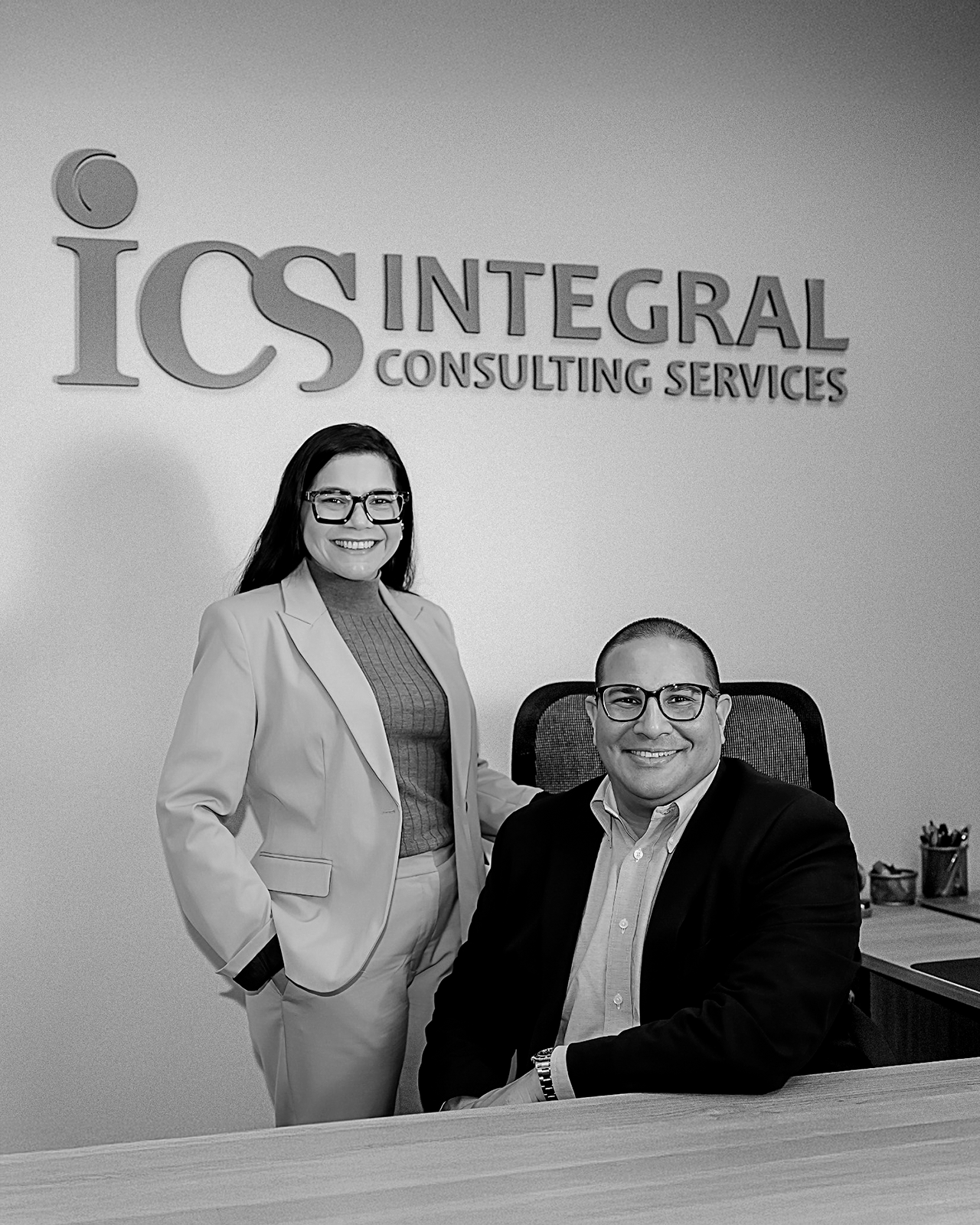 ICS branded stationery including letterhead and envelope designs