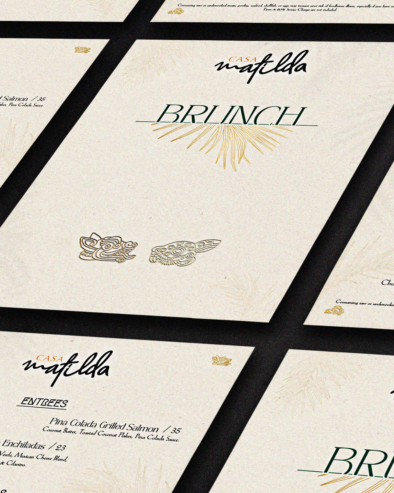 menu design by disturbance brands for Casa Matilda, restaurant in Miami