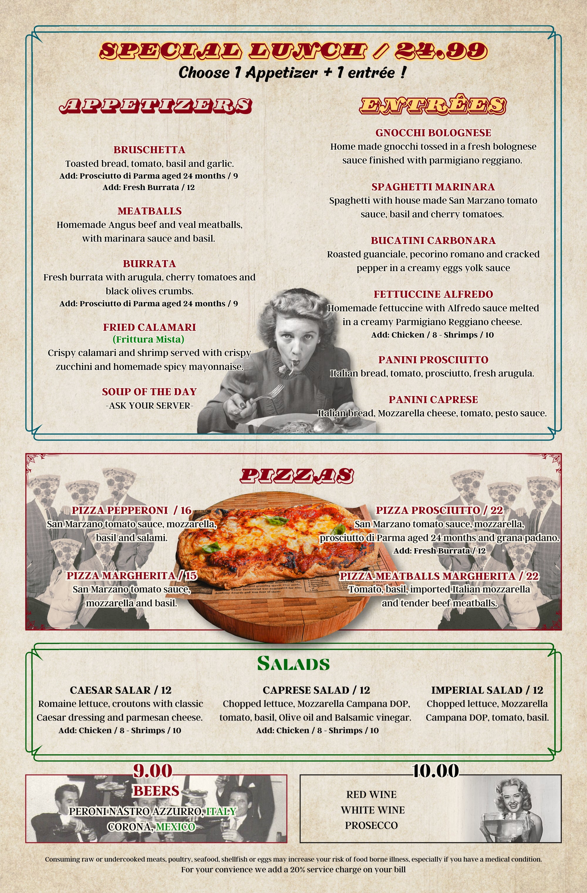 Italian menu design by disturbance brands for a traditional italian eatery in Miami