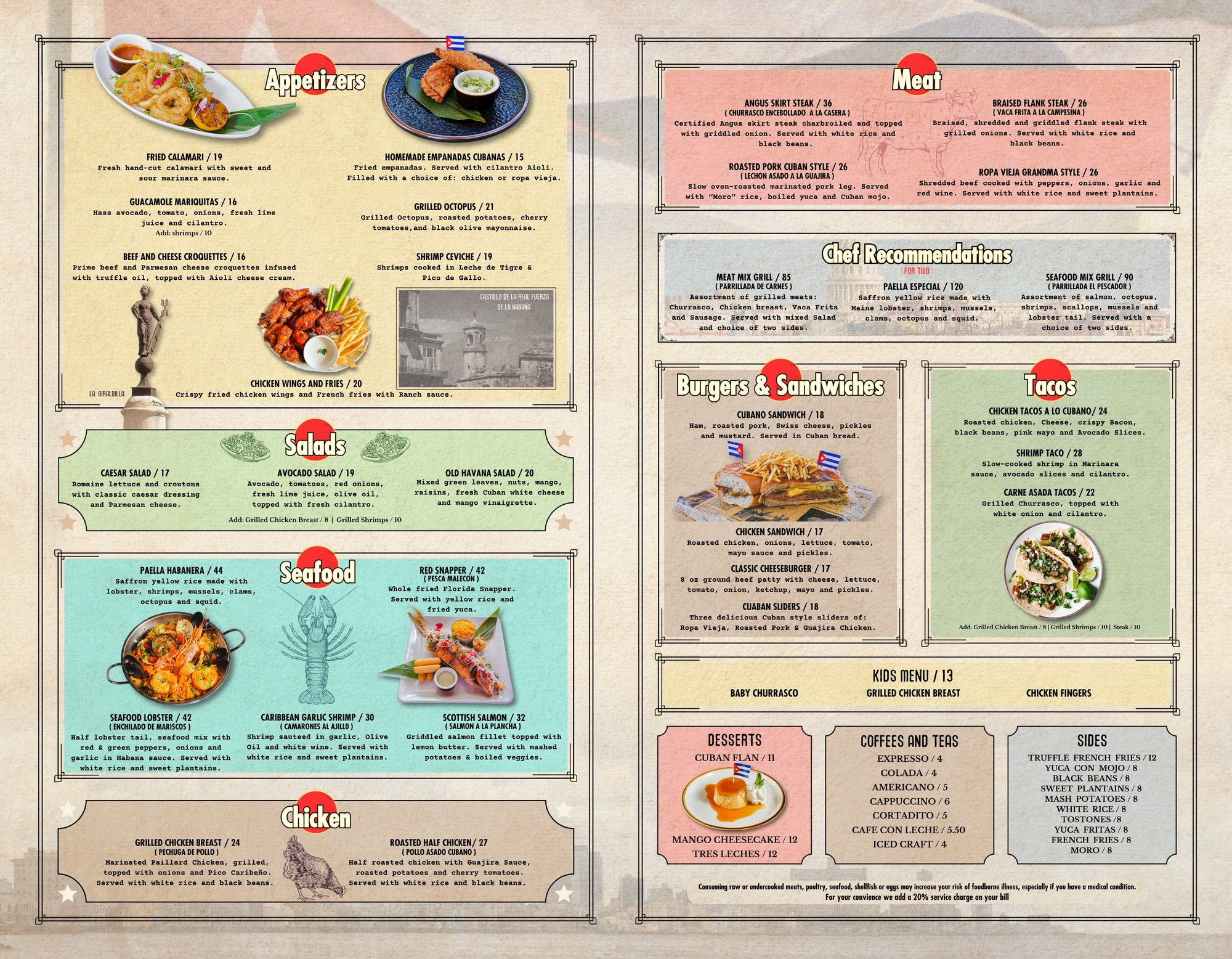 menu design for Cuban restaurant in Miami by disturbance brands