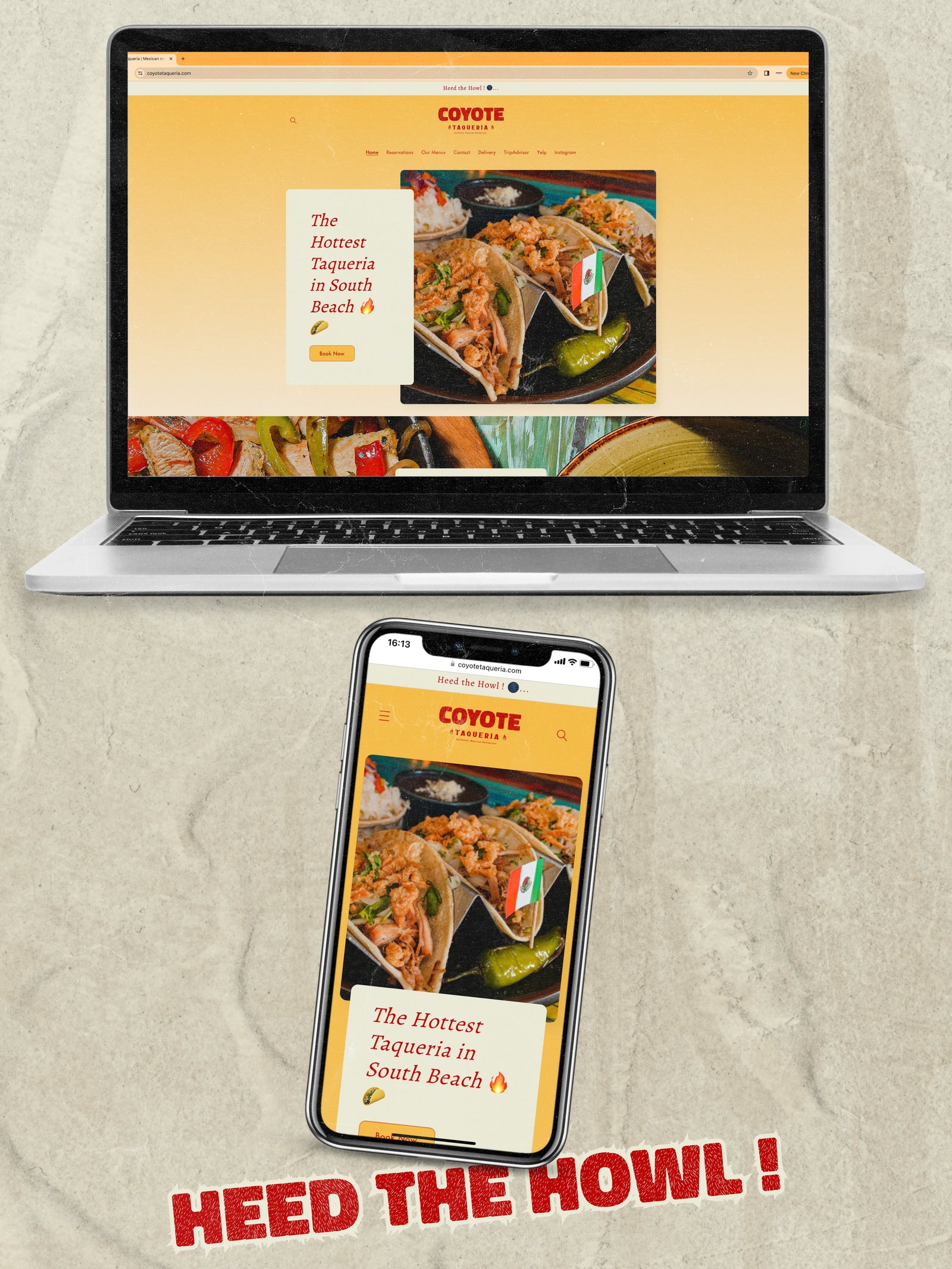 Website design for a mexican restaurant in Miami Beach