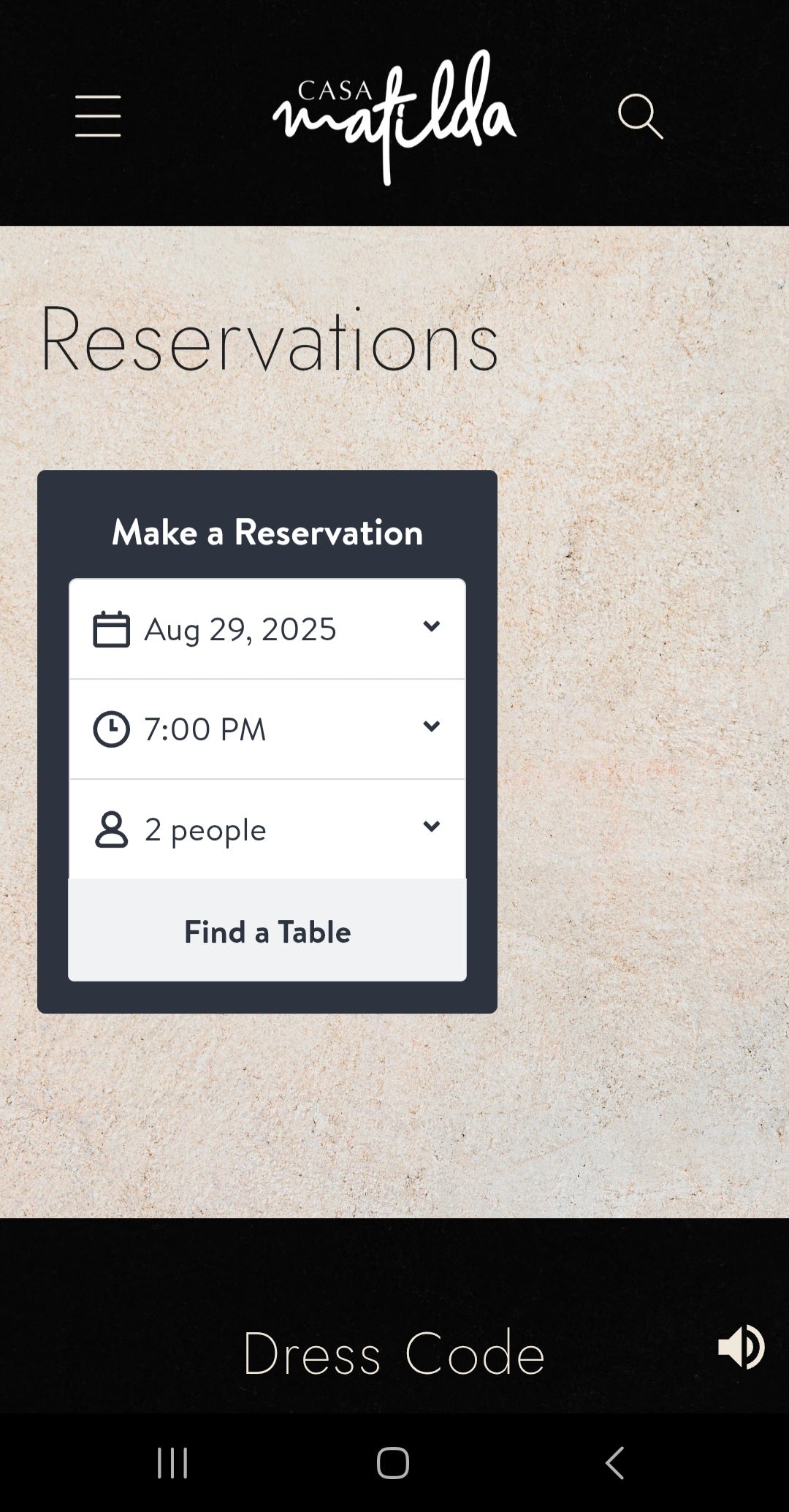 Digital reservation page design Casa Matilda.