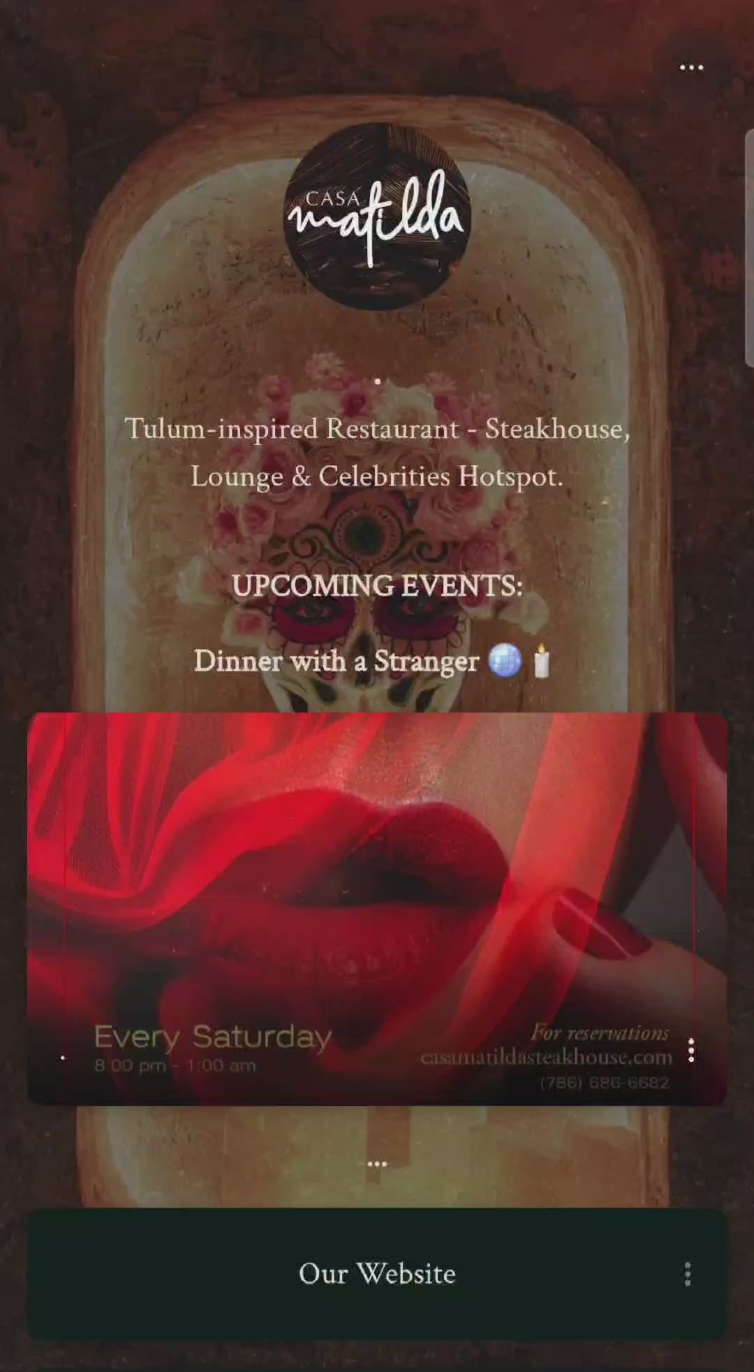 Event promotion visuals for Casa Matilda website.